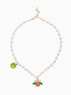 Колье на жемчужной дорожке «Пчёлка», цветная в золоте, 40 см - Фото 1