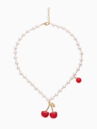 Колье на жемчужной дорожке «Вишня объемная», красный в золоте, 40 см - Фото 1