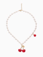 Колье на жемчужной дорожке «Вишня объемная», красный в золоте, 40 см - Фото 1