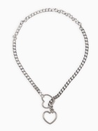 Цепочка на шею два сердца, затяжка, цвет серебро - Фото 1