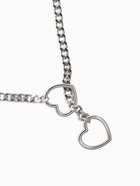 Цепочка на шею два сердца, затяжка, цвет серебро - Фото 2