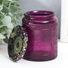 УЦЕНКА Банка для свечей стекло с крышкой «Цветочная» фиолет, цилиндр 9×7×7 см - Фото 3