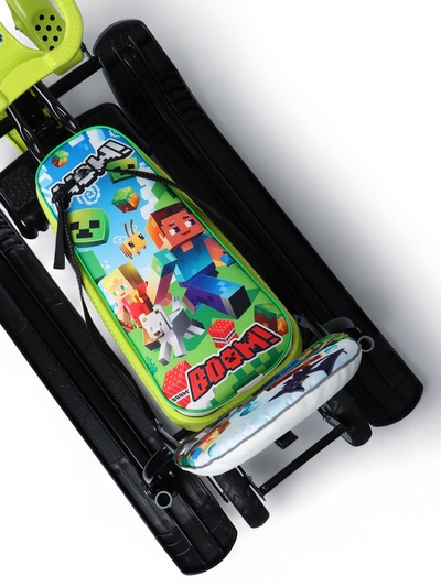 Снегокат «Пиксели», с родительской ручкой, со спинкой, зелёный, ТС6-СЛ/ПК Snow Cat