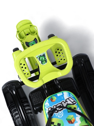 Снегокат «Пиксели», с родительской ручкой, со спинкой, зелёный, ТС6-СЛ/ПК Snow Cat