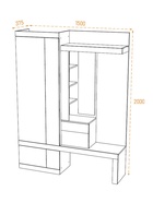 Прихожая «Дуэт», 1500×380×2000 мм, цвет дуб крафт серый/кашемир - Фото 2
