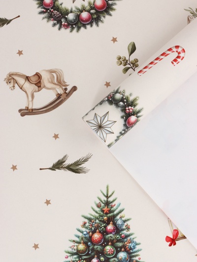 Бумага упаковочная новогодняя, глянцевая «Новогодний уют», 1 лист 68×100±5% см