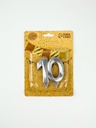 УЦЕНКА Свеча в торт юбилейная "Грань", цифра 10, серебро 10933202