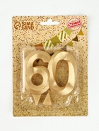 УЦЕНКА Свеча в торт юбилейная «Грань», цифра 60, золотой металлик, 6.5 см - фото 14931137