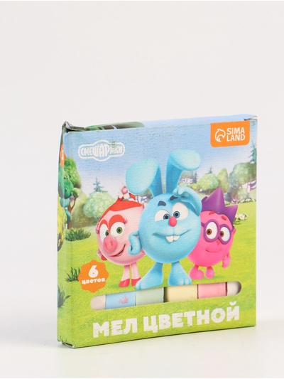 УЦЕНКА Мелки цветные школьные 6 шт. «Смешарики», прямоугольные