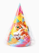 Колпак праздничный бумажный «С Днём рождения, весёлые зверята», желтый (10 шт) - фото 809243971