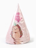 Колпак праздничный бумажный «Желаю счастья, ёжик», розовый (10 шт) - фото 809244003