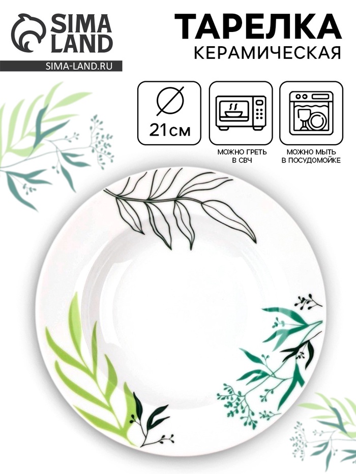 Тарелка суповая керамическая «Природные мотивы», d=21 см