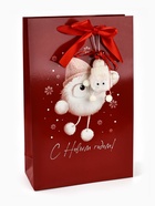 Пакет подарочный новогодний «С Новым годом», с игрушкой, 25.5×9×30 см - фото 54809734