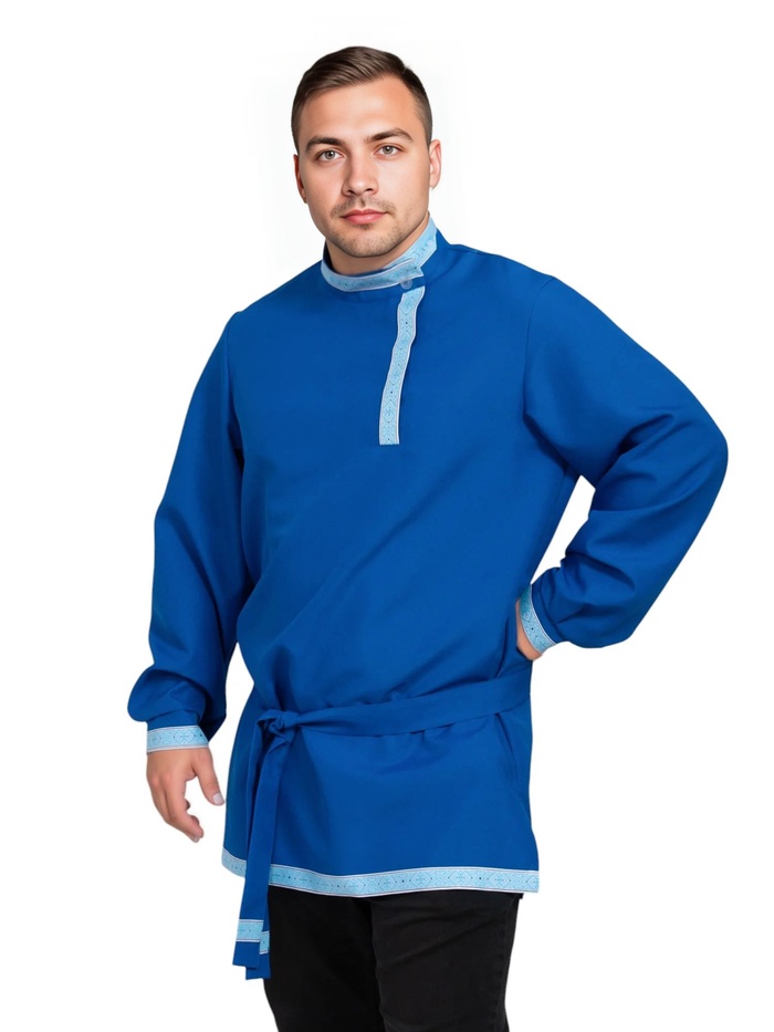 Косоворотка ВАСИЛЁК, Русская народная рубаха, взр. XL муж. р-р 56-58/188 -XL