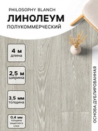 Линолеум полукоммерческий Tarkett, Philosophy Blanch 1, ширина 2.5 м, длина 4 м, толщина 3.5 мм, 10 м² - Фото 1