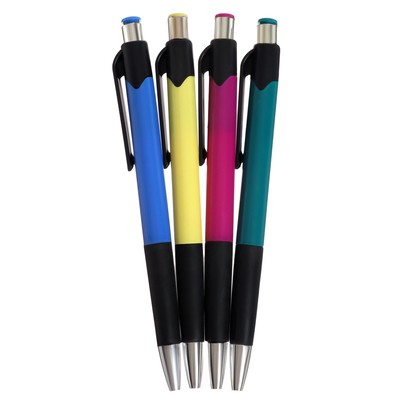 Набор шариковых ручек Calligrata, 4 штуки, автоматические, синий стержень, цветной корпус, резиновый упор, МИКС