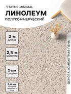Линолеум полукоммерческий Tarkett, Status Minimal 1, ширина 2.5 м, длина 2 м, толщина 2 мм, 5 м² - Фото 1