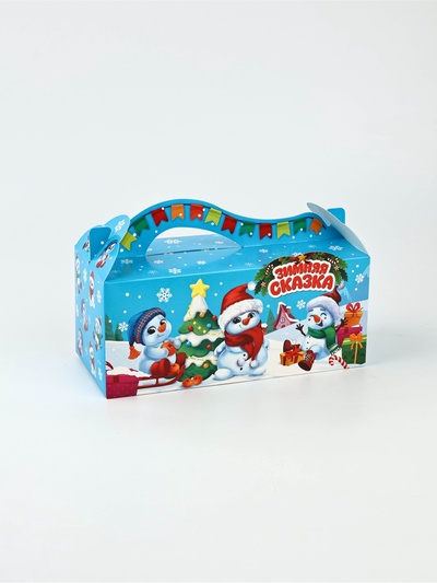 Коробка новогодняя подарочная складная «Снеговички», 23×10×10 см