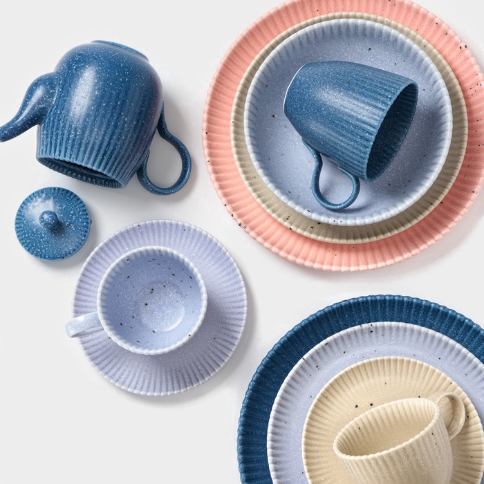 УЦЕНКА Набор тарелок 2 шт. «Коралл» 25.9×25.9×3 см, голубая - фото 117477541