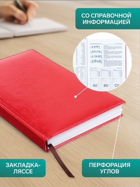 Ежедневник недатированный А5, 160 листов, «Небраска», красный