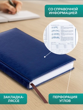 Ежедневник недатированный А5, 160 листов, «Небраска», синий