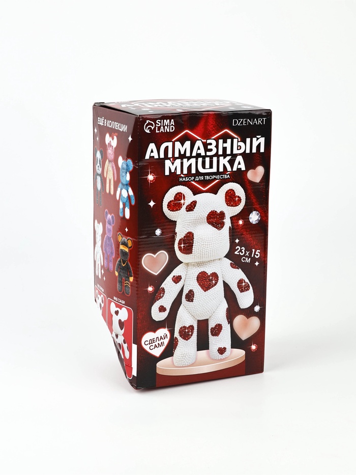 УЦЕНКА Алмазная мозаика на фигурке «Алмазный мишка»Сердечки - Фото 1
