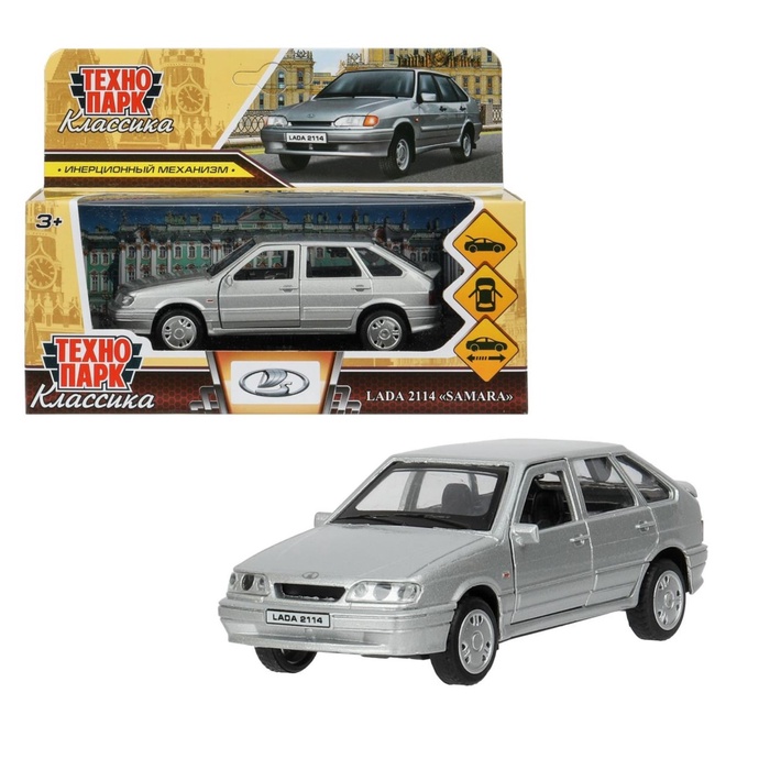 УЦЕНКА Машина металл LADA -2114 «SAMARA» 12 см, инерц, серебрист 2114-12-SR-WOD - Фото 1