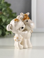 Фигурка гипс «Мишка с лошадкой», 9×7×6 см, перламутр - фото 60061781