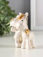 Фигурка гипс «Мишка с лошадкой», 9×7×6 см, перламутр - фото 60061783