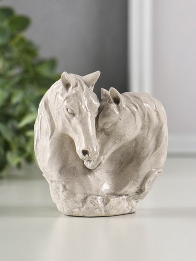 Фигурка гипс «Пара лошадей», 8×6×7 см, под камень