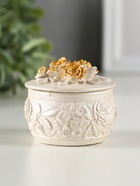 Шкатулка для украшений «Розы», с крышкой, гипс, 6×6 см, перламутр - фото 809244376