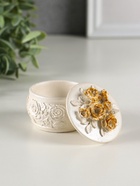 Шкатулка для украшений «Розы», с крышкой, гипс, 6×6 см, перламутр - фото 809244377