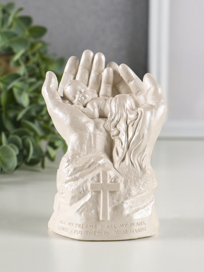 Фигурка гипс «Младенец в руках Бога», 11×8 см, перламутр