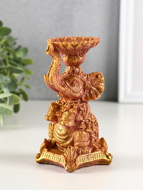 Подсвечник на 1 свечу «Слон» высота, гипс, 12 см, бордо с позолотой