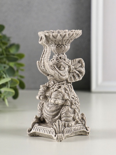 Подсвечник на 1 свечу «Слон», гипс, 12 см, под камень