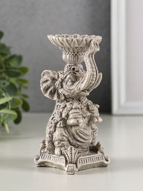 Подсвечник на 1 свечу «Слон», гипс, 12 см, под камень