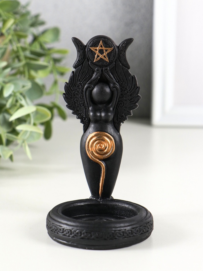 Подсвечник на 1 свечу «Богиня Викка», гипс,12×7 см, чёрный - Фото 1