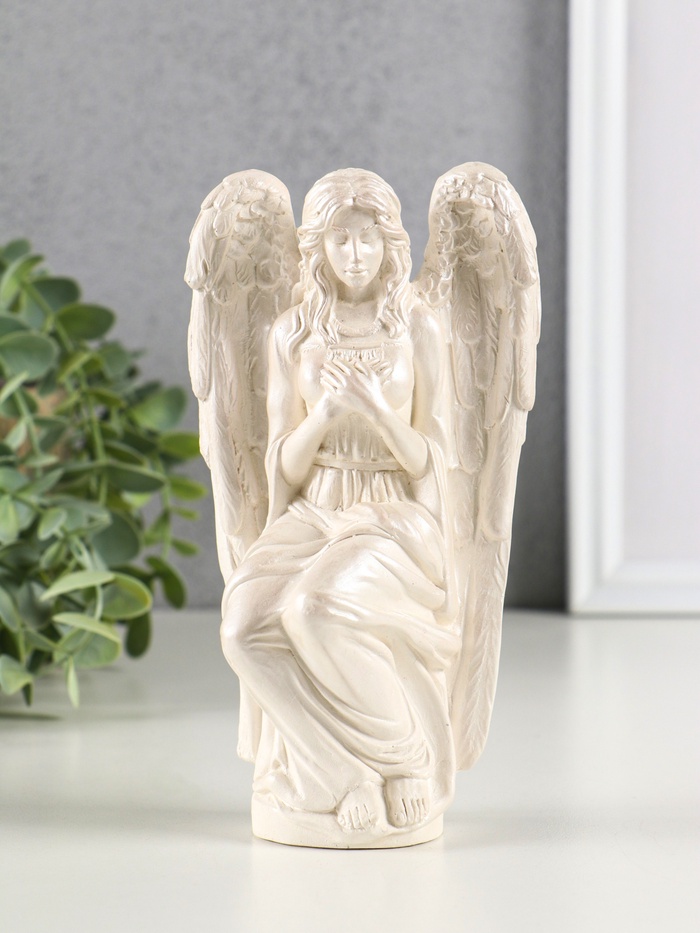 Фигурка гипс «Ангел Равена», 16×9 см, перламутр