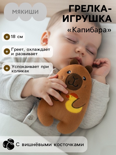 Мягкая игрушка - грелка «Капибара с уточкой», с вишнёвыми косточками, 18 см