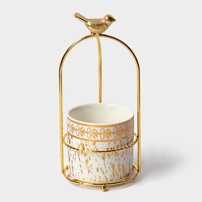 УЦЕНКА Конфетница «Gold.Птичка» 220 мл, 8×21 см