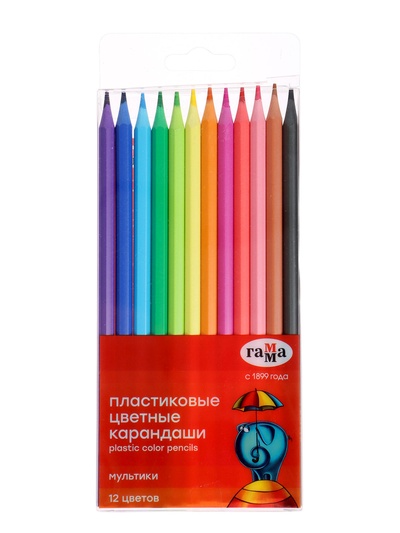 УЦЕНКА Карандаши 12цв Гамма «Мультики» пластиковые заточен., ПВХ, европодвес (251220211)