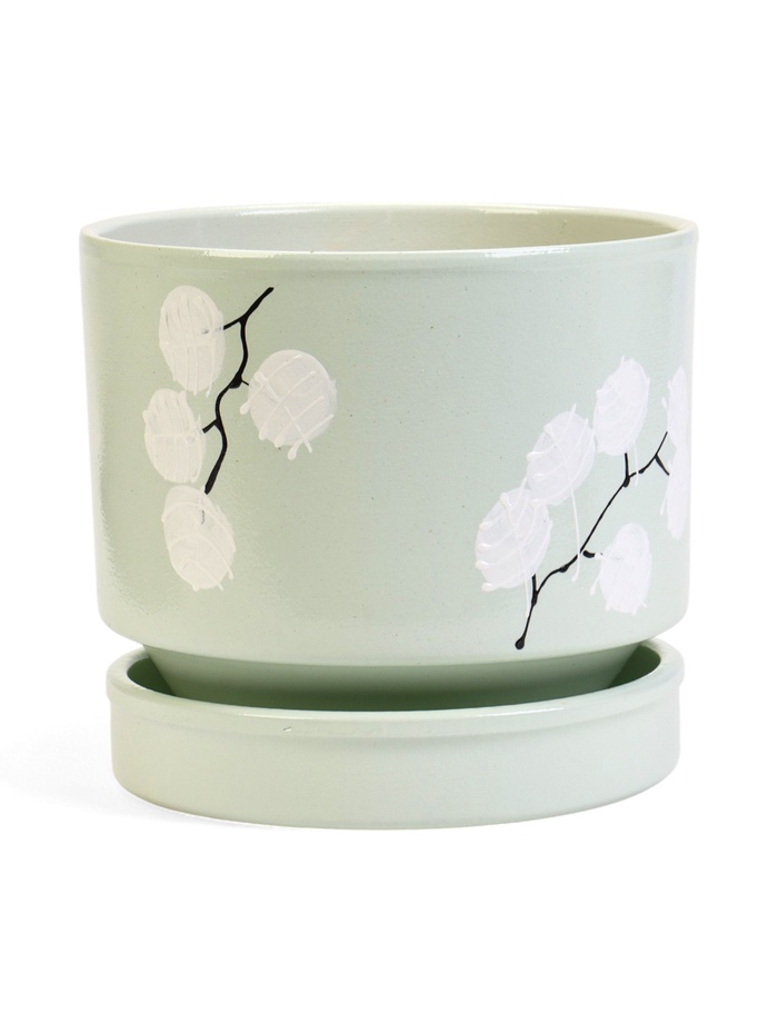 Горшок для цветов «Листья», 3.4 л, d=18.5 см, h=18 см, керамический, с поддоном - Фото 1