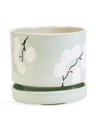 Горшок для цветов «Листья», 1.7 л, d=15.5 см, h=15 см, керамический, с поддоном