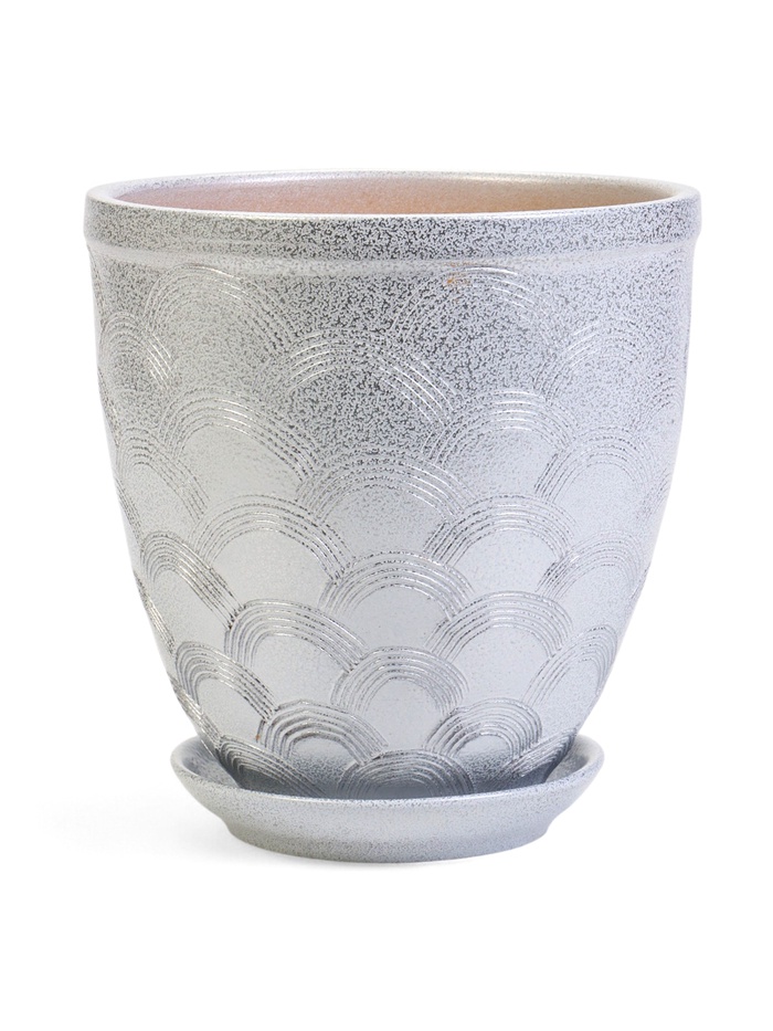 Горшок для цветов «Узор», 2.4 л, d=17.5 см, h=18.5 см, керамический, с поддоном - Фото 1