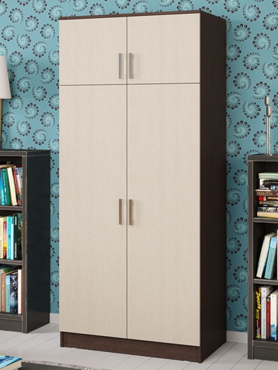 Шкаф прямой двухстворчатый «МИФ», 900×520×2016 мм, цвет дуб белёный/венге