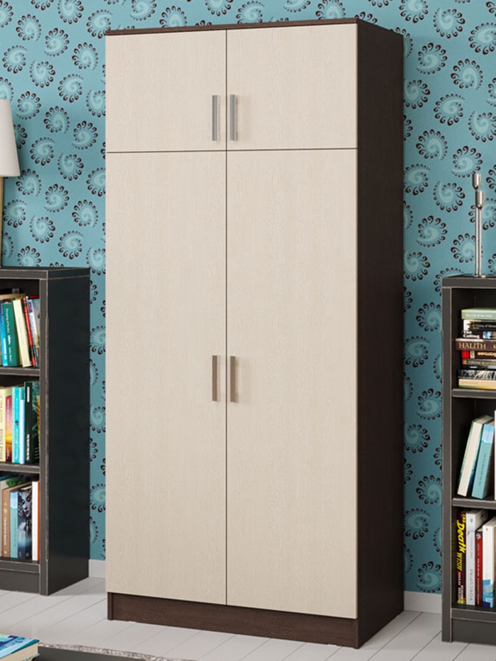 Шкаф прямой двухстворчатый «МИФ», 900×520×2016 мм, цвет дуб белёный/венге - Фото 1