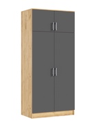 Шкаф прямой двухстворчатый «МИФ», 900×520×2016 мм, цвет графит/дуб крафт - Фото 3