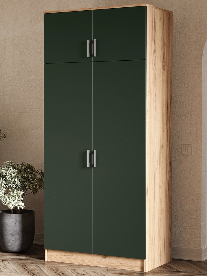 Шкаф прямой двухстворчатый «МИФ», 900×520×2016 мм, цвет изумруд/дуб крафт - Фото 1