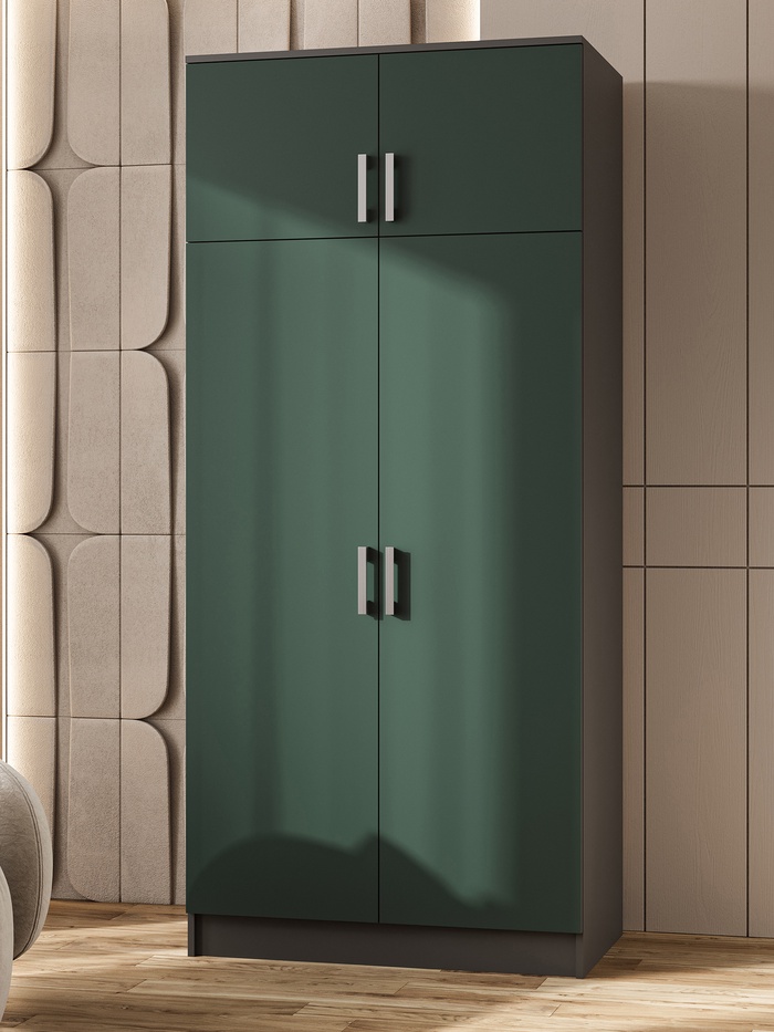 Шкаф прямой двухстворчатый «МИФ», 900×520×2016 мм, цвет изумруд/графит - Фото 1