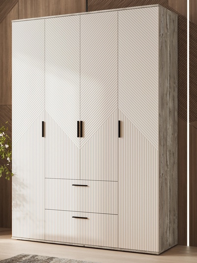 Шкаф прямой четырёхстворчатый «Сильвия», 1600×510×2236 мм, цвет кашемир/дуб юкон